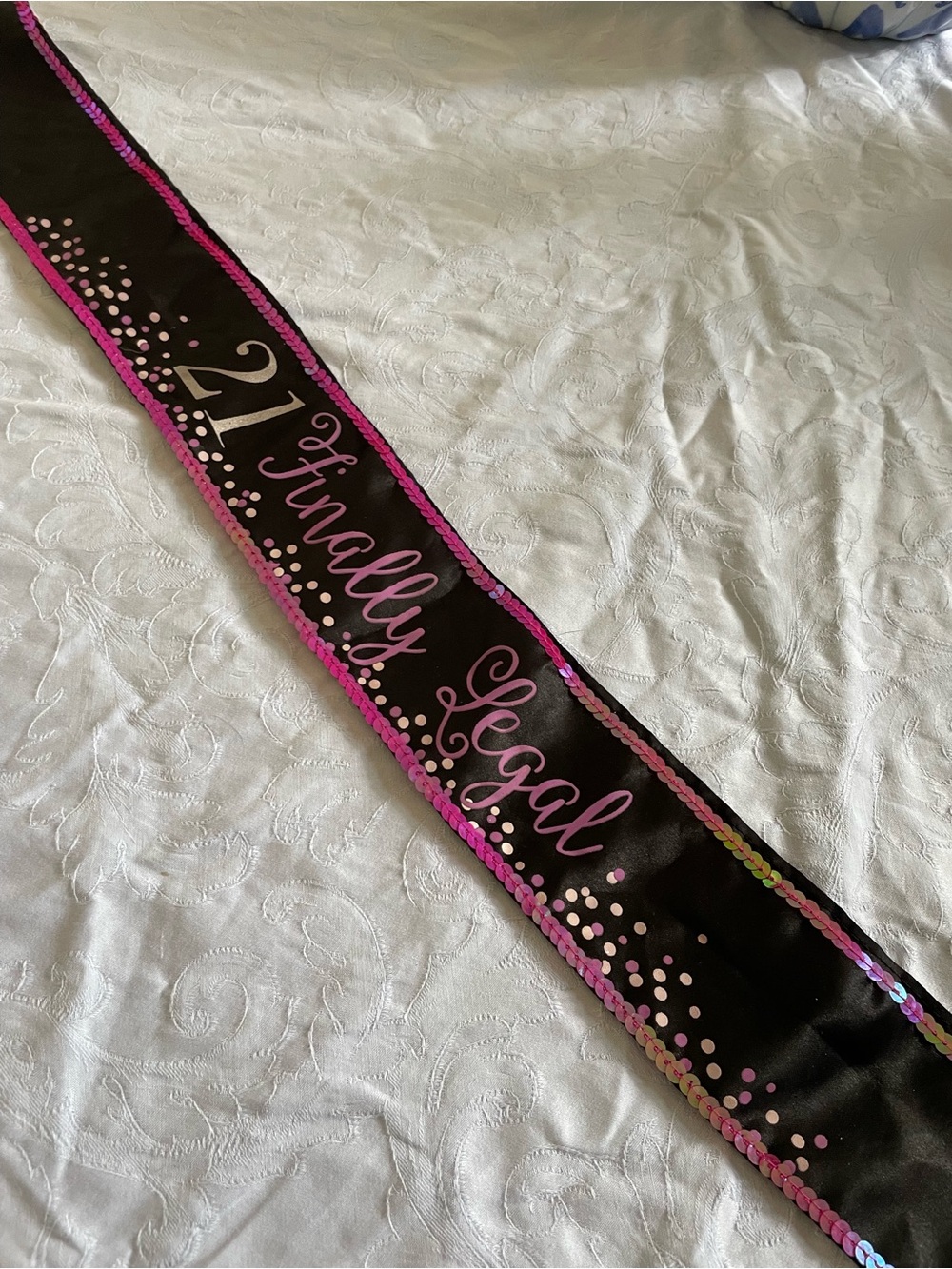 "21 Finally Legal" Celebration Sash - Black & Pink